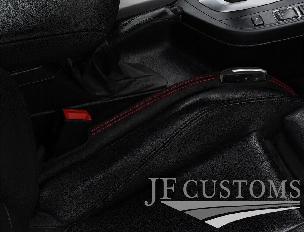 RED STITCH LEATHER 2X CAR KEY HOLDER PROTECTOR FITS JAGUAR F TYPE 12-20