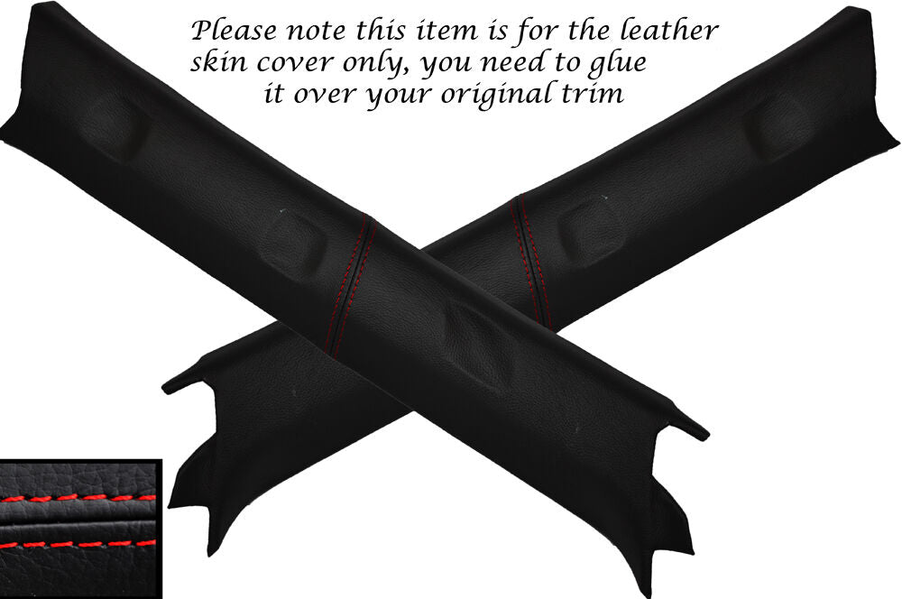 RED STITCH WINDSCREEN A PILLAR LEATHER COVERS FITS NISSAN PATROL Y61 98-13
