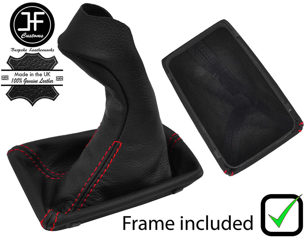 RED STITCH LEATHER MANUAL GEAR GAITER+PLASTIC FRAME FOR MERCEDES E CLASS W211