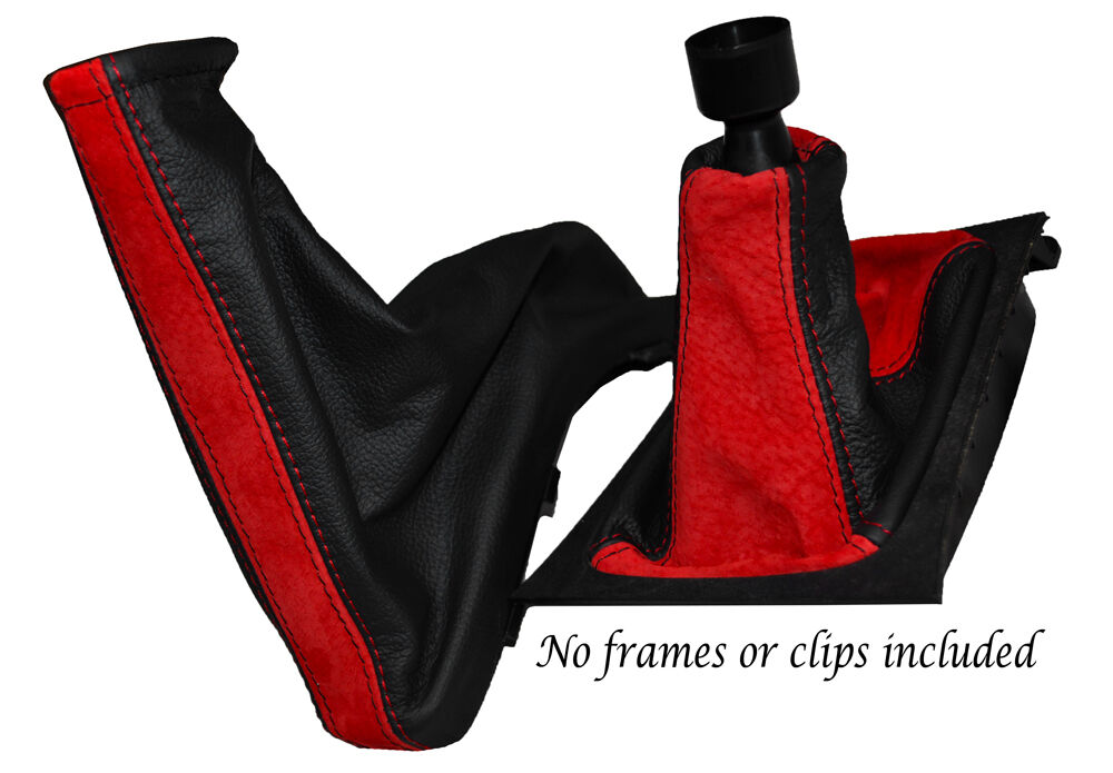 RED SUEDE FITS VAUXHALL ASTRA OPEL MK3 F 1991-1998 SET GAITER BLACK LEATHER