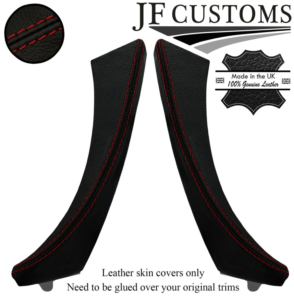 D RED STITCH ITALIAN LEATHER 2X REAR DOOR HANDLE COVERS FOR BMW E90 E91 E9X