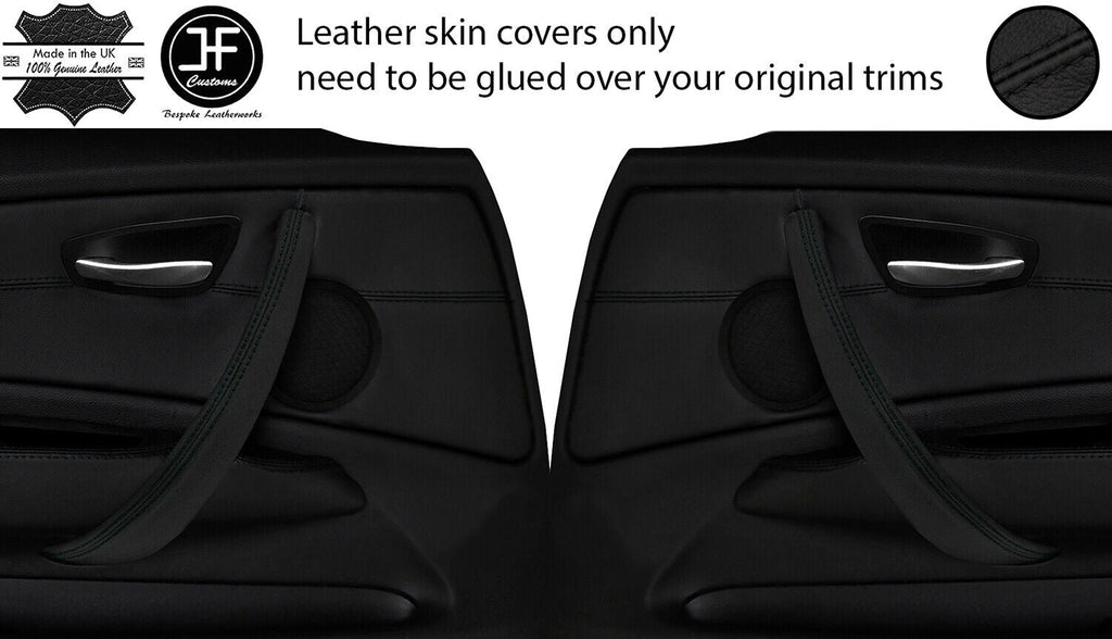 BLACK STITCH 2X FRONT DOOR HANDLE TRIM LEATHER COVER FOR BMW 1 E87 04-12 DSG2
