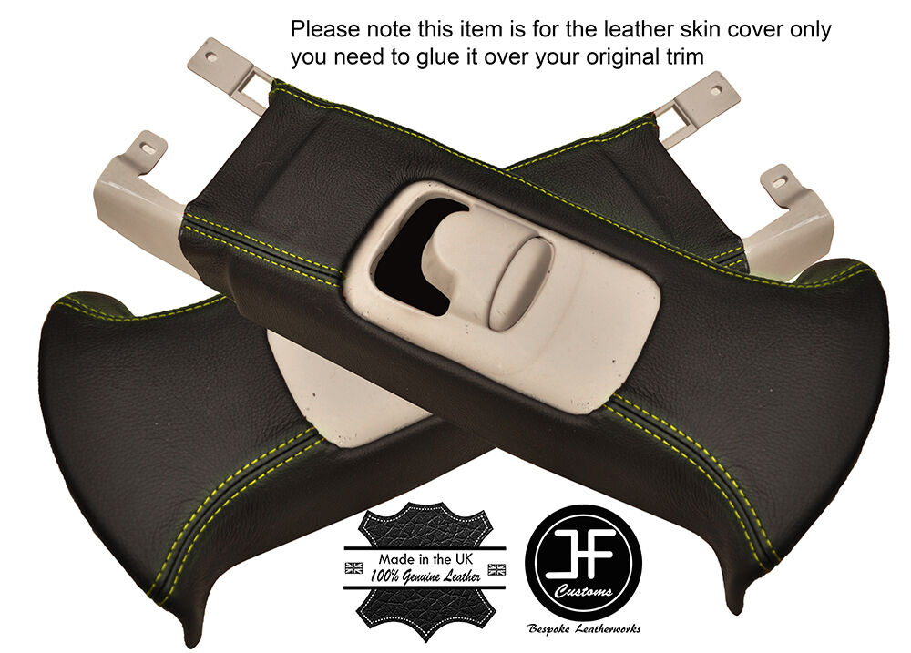 YELLOW STITCH 2X UPPER B PILLAR LEATHER COVERS FITS BMW MINI R50 R53 2001-2006