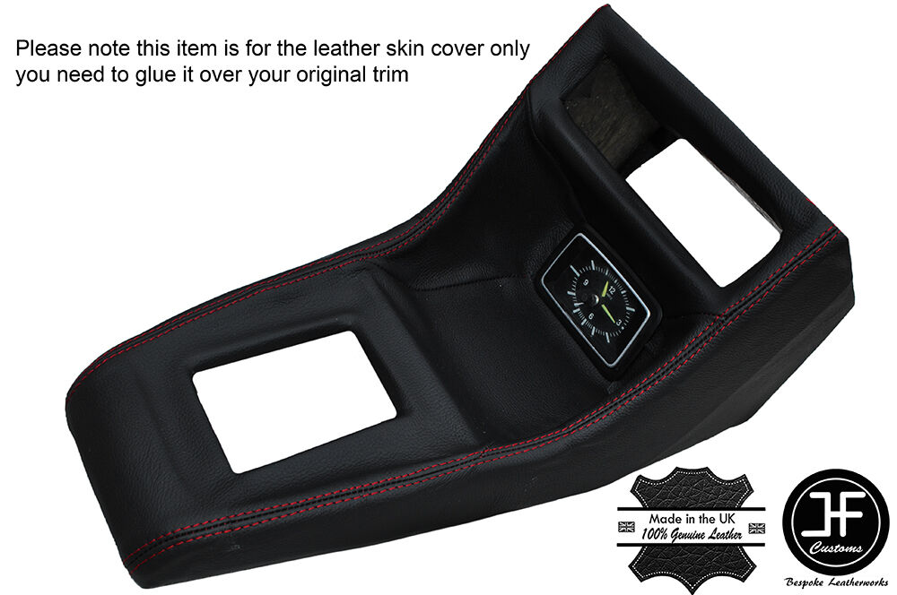 RED STITCHING CONSOLE GEAR SURROUND LEATHER COVER FITS FORD ESCORT MK2