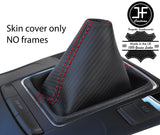 RED STITCHING CARBON FIBER VINYL MANUAL GEAR GAITER FOR AUDI A4 B8 2008-2015
