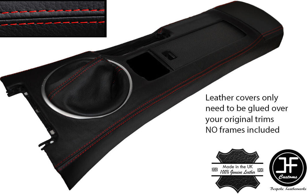 RED STITCH CONSOLE & GAITER LEATHER COVERS FITS MAZDA MX5 MK3 05-08 STYLE 2