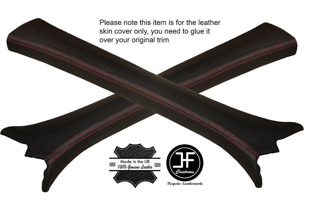 RED STITCH 2X A POST PILLAR LEATHER COVERS FITS MERCEDES C CLASS W204 07-14