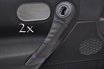 FITS RENAULT MEGANE 2002-2008 2X DOOR HANDLE COVERS purple stitching CUSTOM NEW
