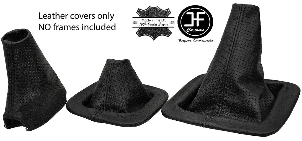BLACK STITCH 3X PERFORATED LEATHER GAITERS SET FOR LANDROVER DISCOVERY MK1 MK2