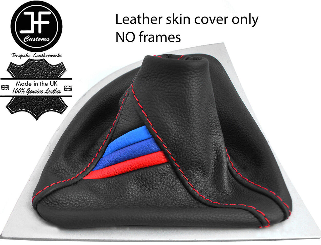 RED STITCHING TRI STRIPES LEATHER GEAR GAITER FOR BMW 1 SERIES E81 E82 E87 E88