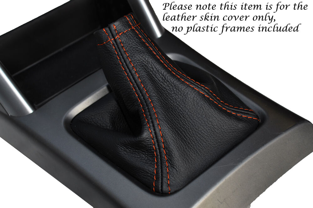 ORANGE STITCH MANUAL LEATHER GEAR GAITER BOOT FITS SUBARU FORESTER 2008-2013