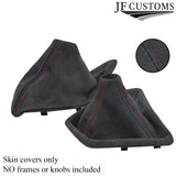 TRI STITCH GREY SUEDE GEAR+HANDBRAKE GAITERS SET FOR BMW 1 SERIES F20 F21 11-17