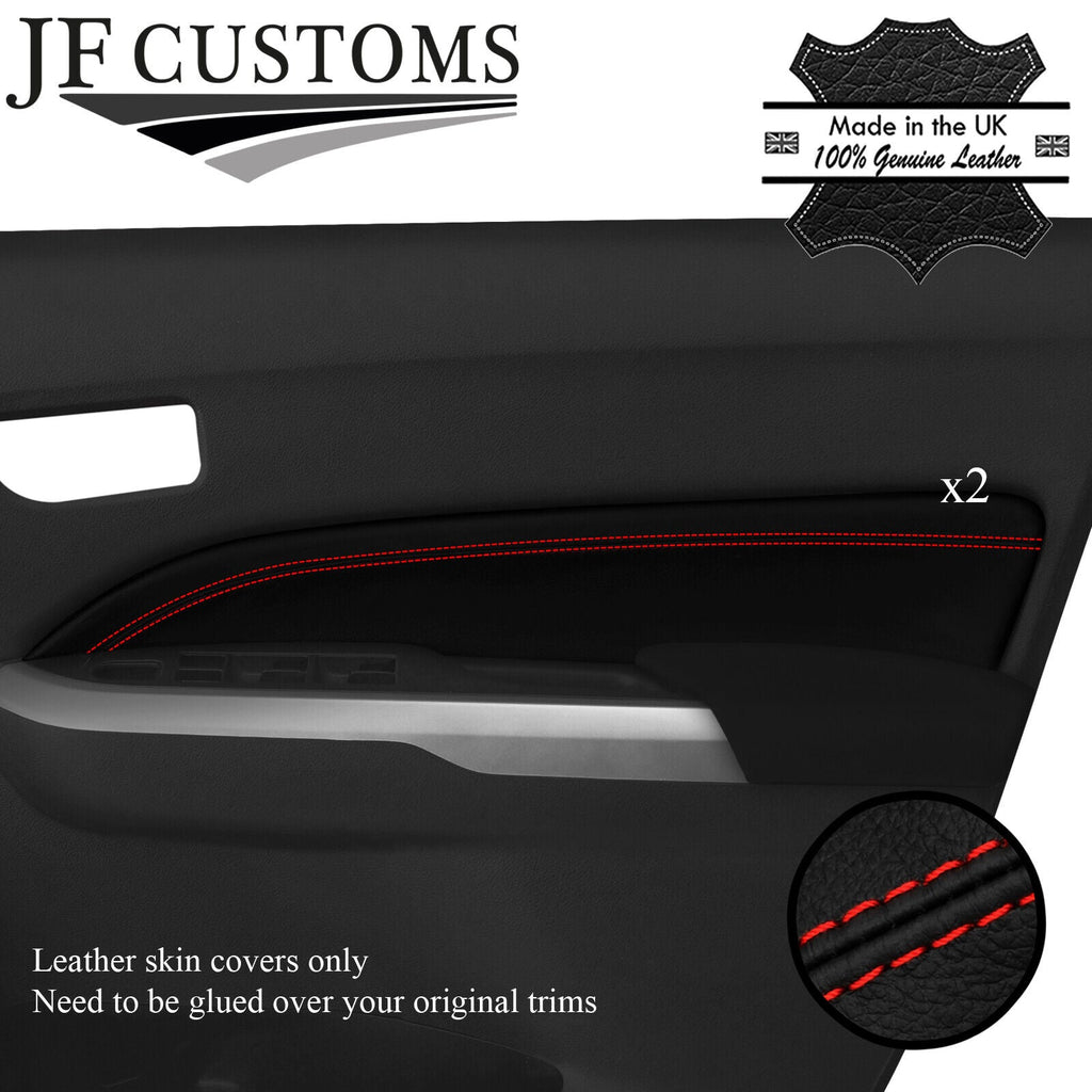RED STITCH LEATHER 2X FRONT DOOR TRIM INSERTS FOR SUZUKI VITARA LY 15-20