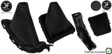 BLACK STITCH CARBON VINYL MANUAL GAITER SET + FRAME FOR FORD FOCUS FL 2008-2011