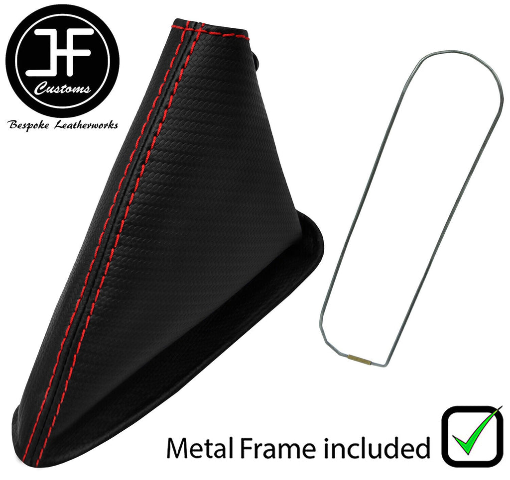 RED STITCH CARBON VINYL HANDBRAKE+METAL FRAME FOR NISSAN SKYLINE R34 98-2002