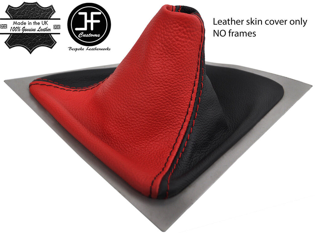 BLACK & RED TOP GRAIN LEATHER GEAR GAITER FOR BMW 1 SERIES E81 E82 E87 E88