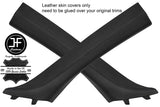 BLACK & BLACK 2X A POST PILLAR LEATHER COVERS FOR BMW 3 SERIES E92 COUPE 06-13