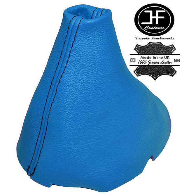 BLUE LEATHER BLACK STITCH GEAR GAITER FITS HONDA CIVIC MK IX 9 2012-2015