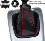 RED STITCH CARBON FIBER VINYL MANUAL GEAR GAITER FITS SAAB 93 9-3 2003-2012