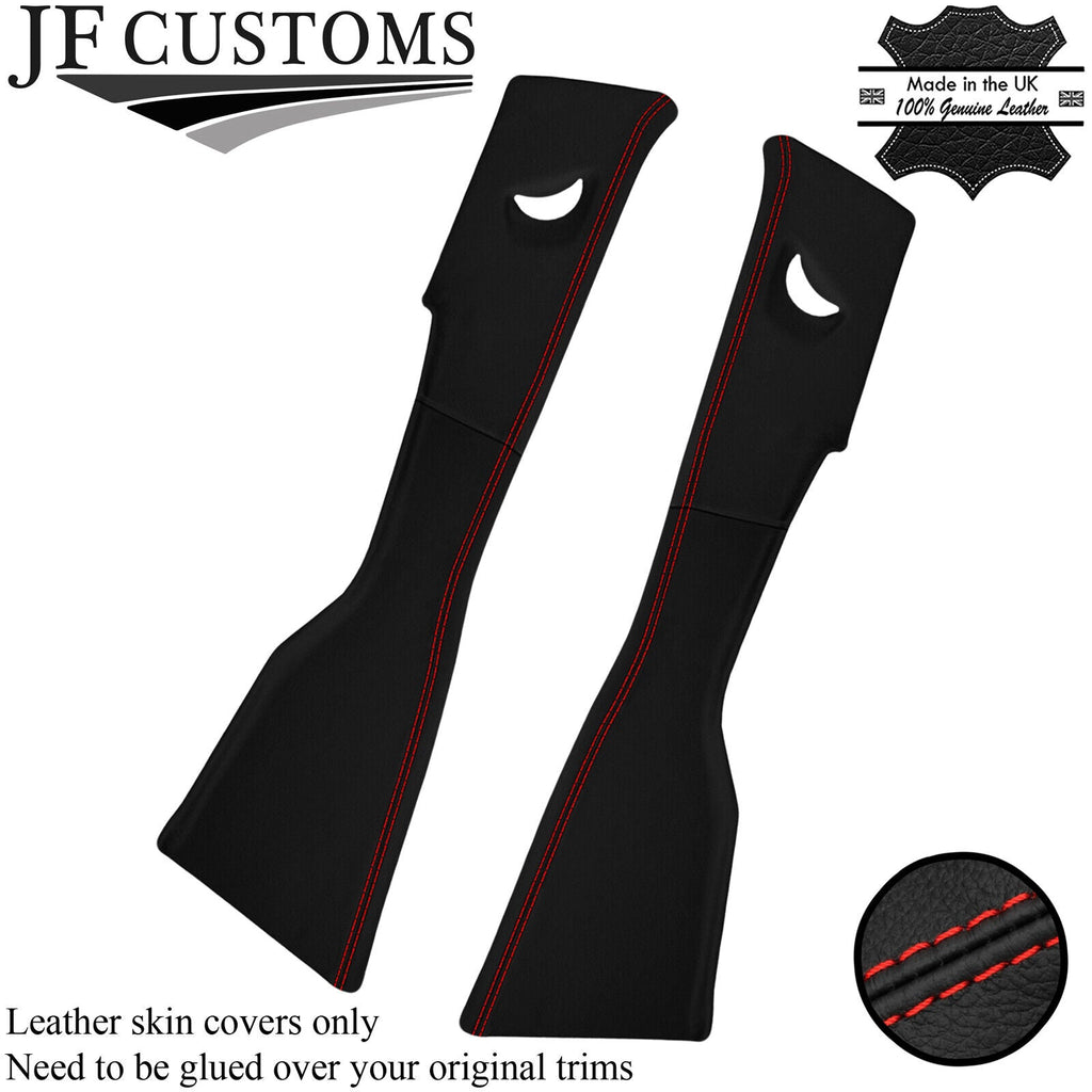 RED STITCH 4X UPPER + LOWER C POST PILLAR LEATHER COVERS FITS VW AMAROK 10-20