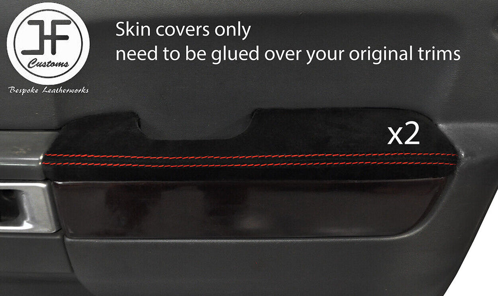 RED STITCH 2X FRONT DOOR ARMREST SUEDE COVERS FITS RANGE ROVER VOGUE 06-12