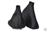 FITS ALFA ROMEO 147 GEAR HANDBRAKE GAITER LEATHER L BLUE ST CUSTOM NEW