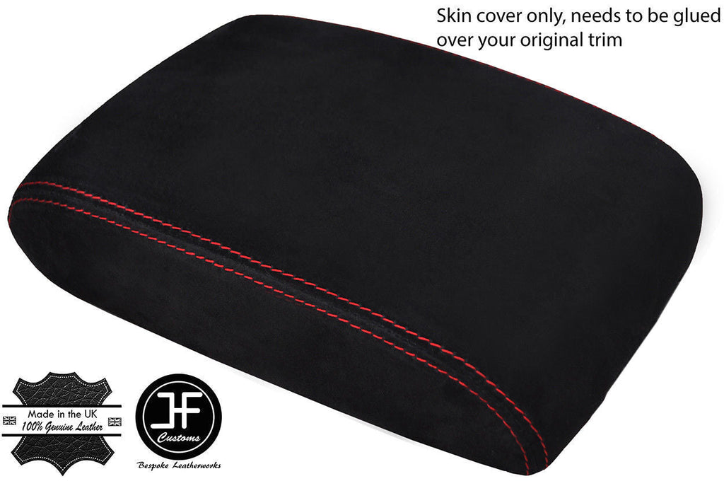 RED STITCH REAL SUEDE ARMREST LID COVER FITS TOYOTA SUPRA MK4 93-02 CUSTOM NEW