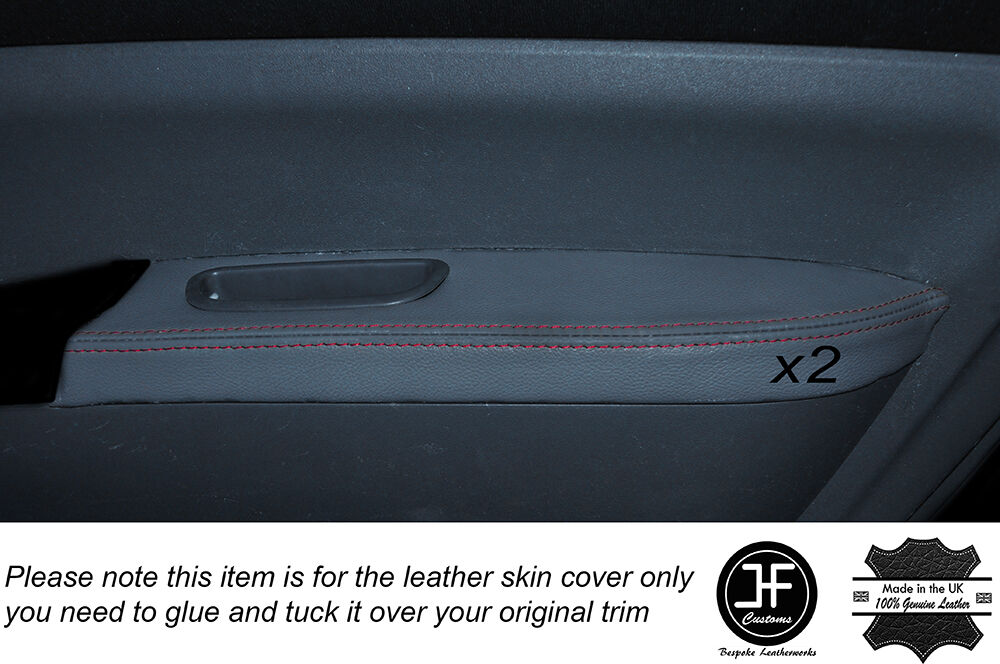 RED STITCH 2X REAR DOOR ARMREST GREY SKIN COVER FITS TOYOTA PRIUS T3 T4 05-09