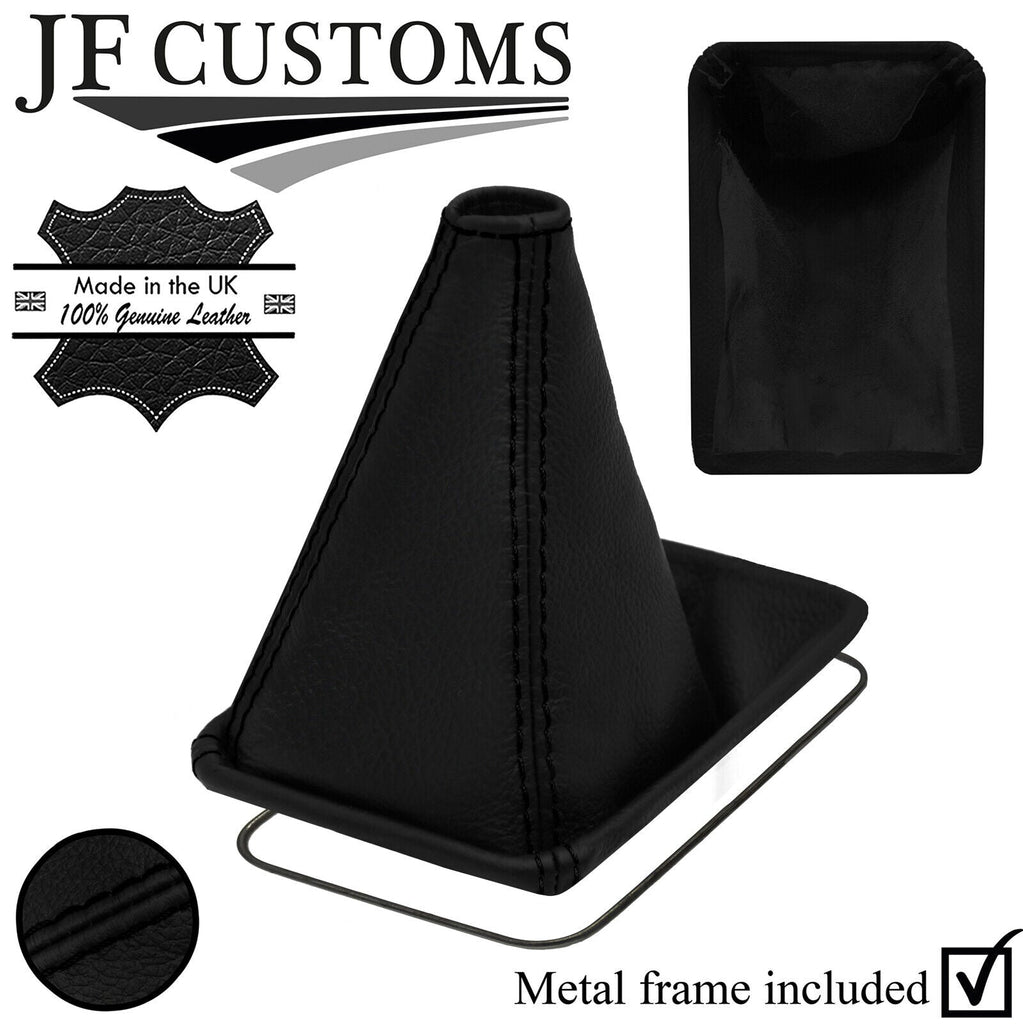 BLACK STITCH LEATHER GEAR GAITER+METAL FRAME FITS TOYOTA STARLET 73-99