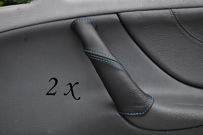 BLUE STITCH FITS MERCEDES CLK W208 97-02 2X DOOR HANDLE LEATHER COVERS