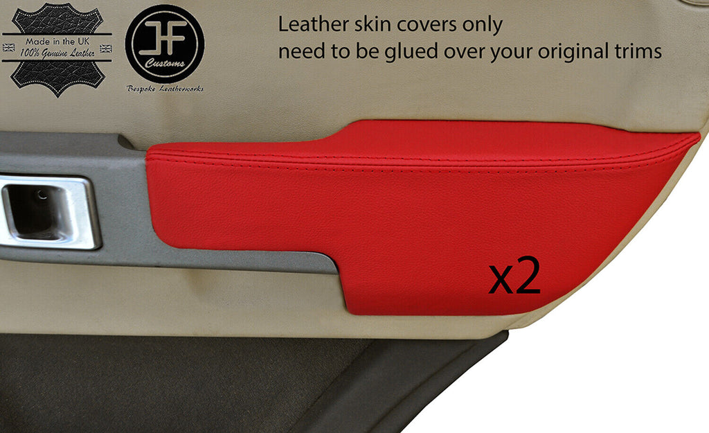 RED REAL LEATHER 2X REAR DOOR ARMREST COVER FOR RANGE ROVER VOGUE 02-06