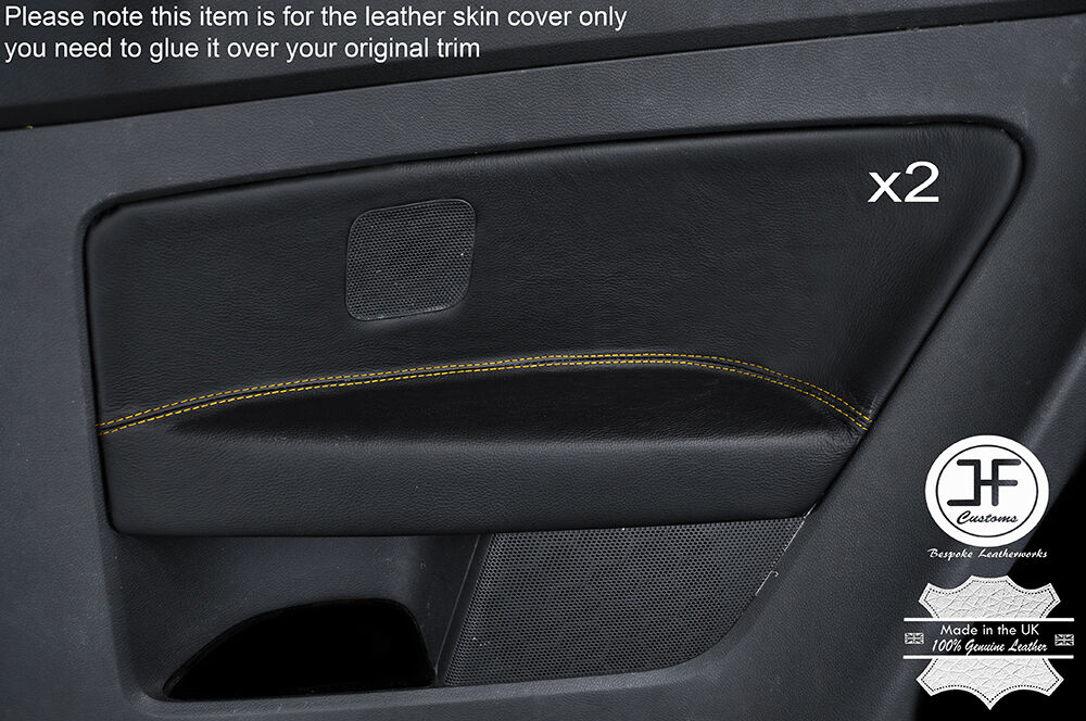 YELLOW STITCH 2X REAR DOOR CARD TRIM LEATHER COVERS FITS VW GOLF MK5 V 04-09 3DR