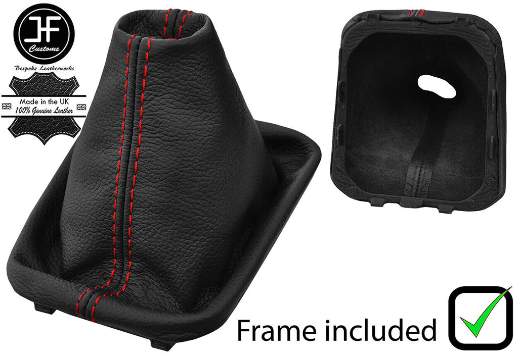 RED STITCH LEATHER MANUAL GEAR GAITER+PLASTIC FRAME FOR VW T-ROC 2018-2020