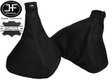 BLACK LEATHER FOR ALFA ROMEO 156 1998-2002 GEAR HANDBRAKE GAITERS SET CUSTOM NEW