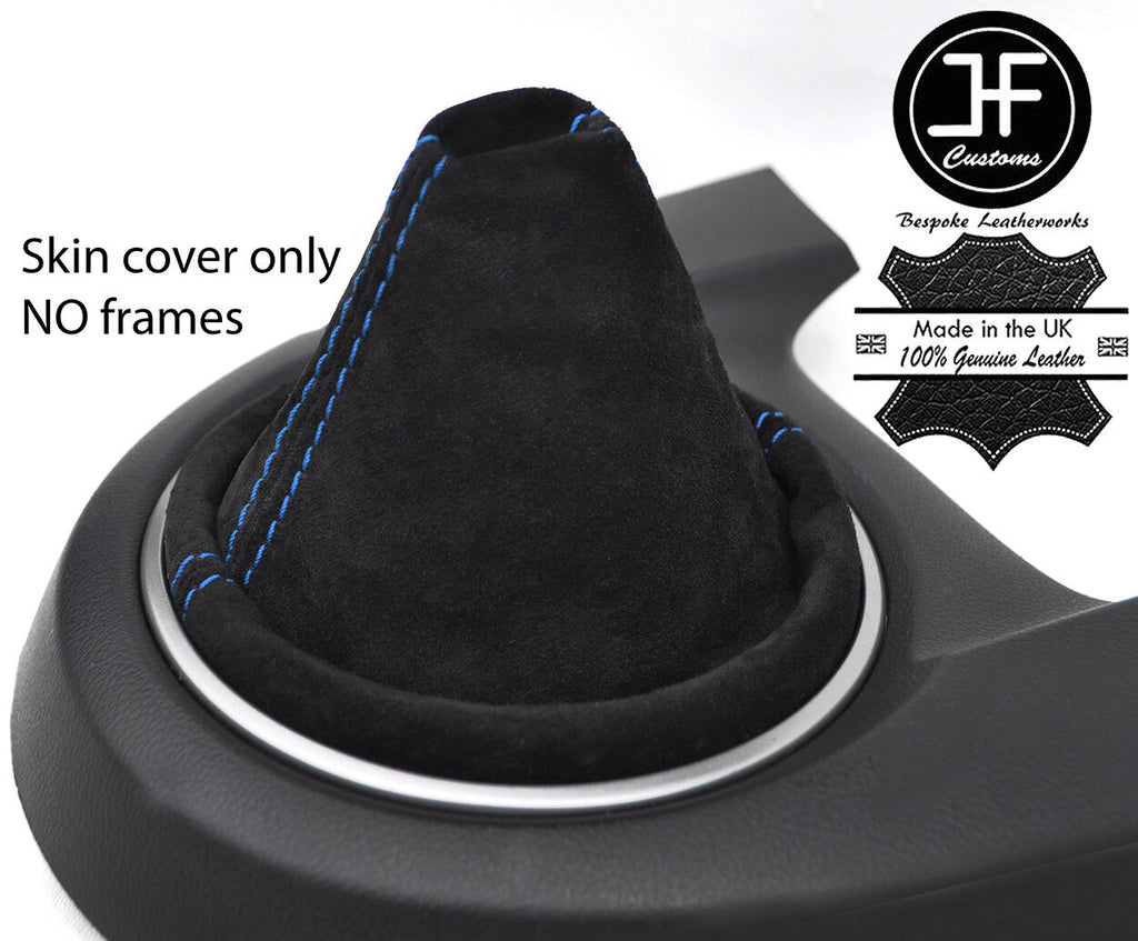 BLUE STITCHING REAL SUEDE MANUAL GEAR GAITER FITS MAZDA 2 2008-2014 CUSTOM NEW