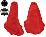 RED REAL SUEDE GEAR & HANDBRAKE GAITER FITS FORD FOCUS II MK2 2004-2008