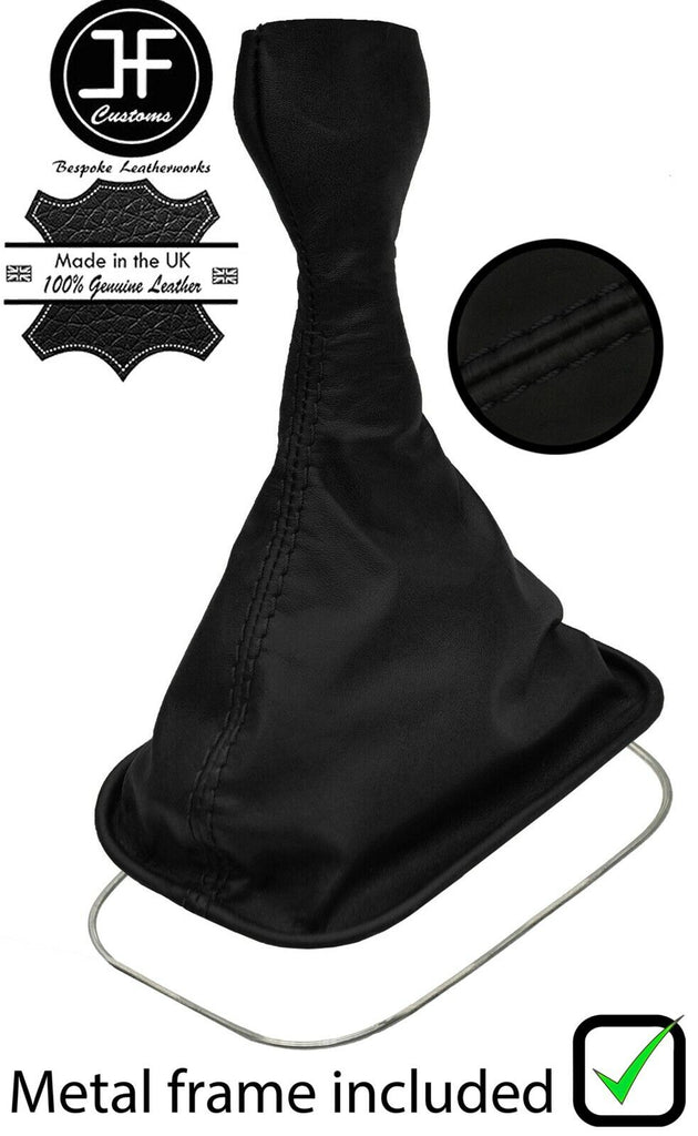 BLACK STITCH NAPPA LEATHER GEAR GAITER+METAL FRAME FOR PORSCHE 911 964 89-94