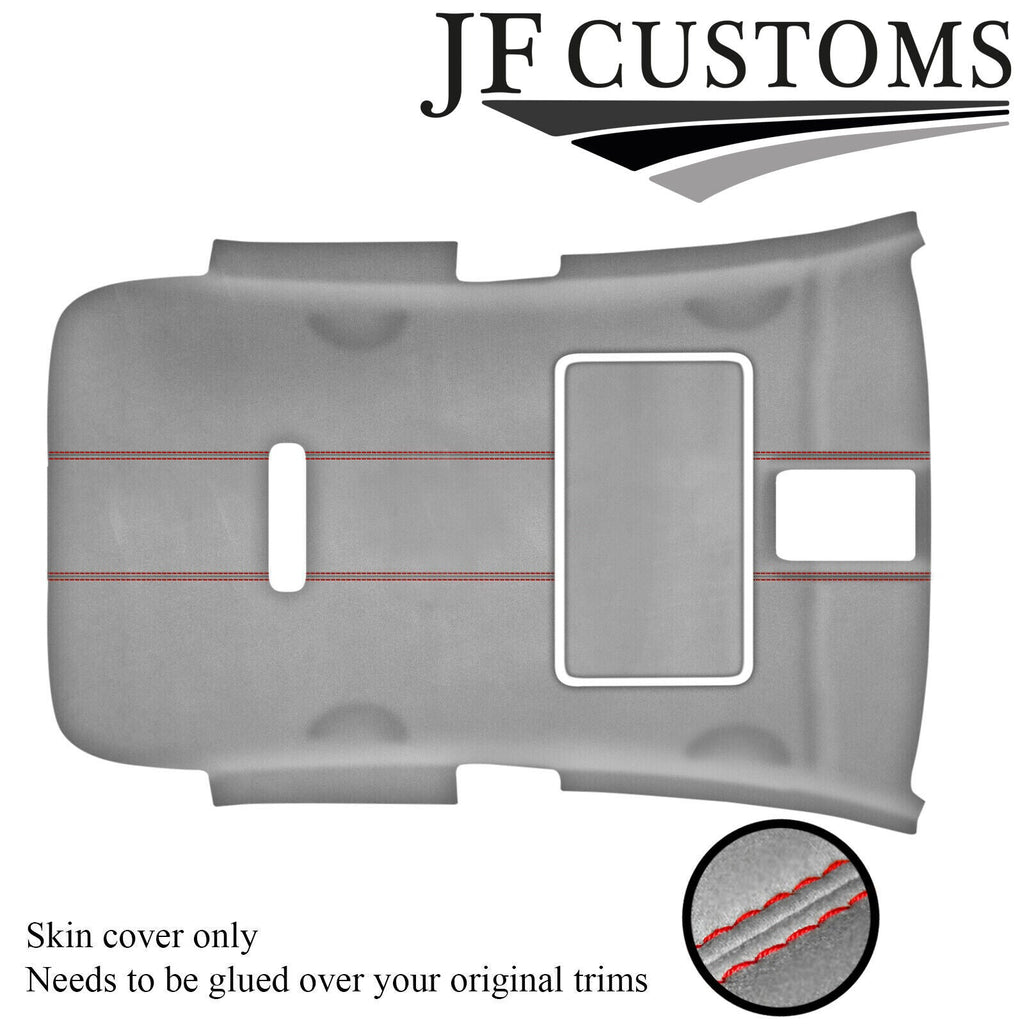 RED STITCH L GREY SUEDE SUNROOF HEADLINER FOR VW GOLF MK6 09-14 3 DOOR