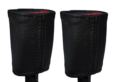 BLACK STITCHING FITS DAIHATSU COPEN 03+ 2X SEAT BELT STALK LEATHER COVERS