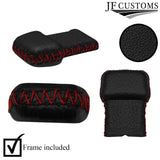 D RED STITCH 3X HEATER CONTROL LEVER KNOB COVERS + FRAMES FOR PORSCHE 924 EARLY