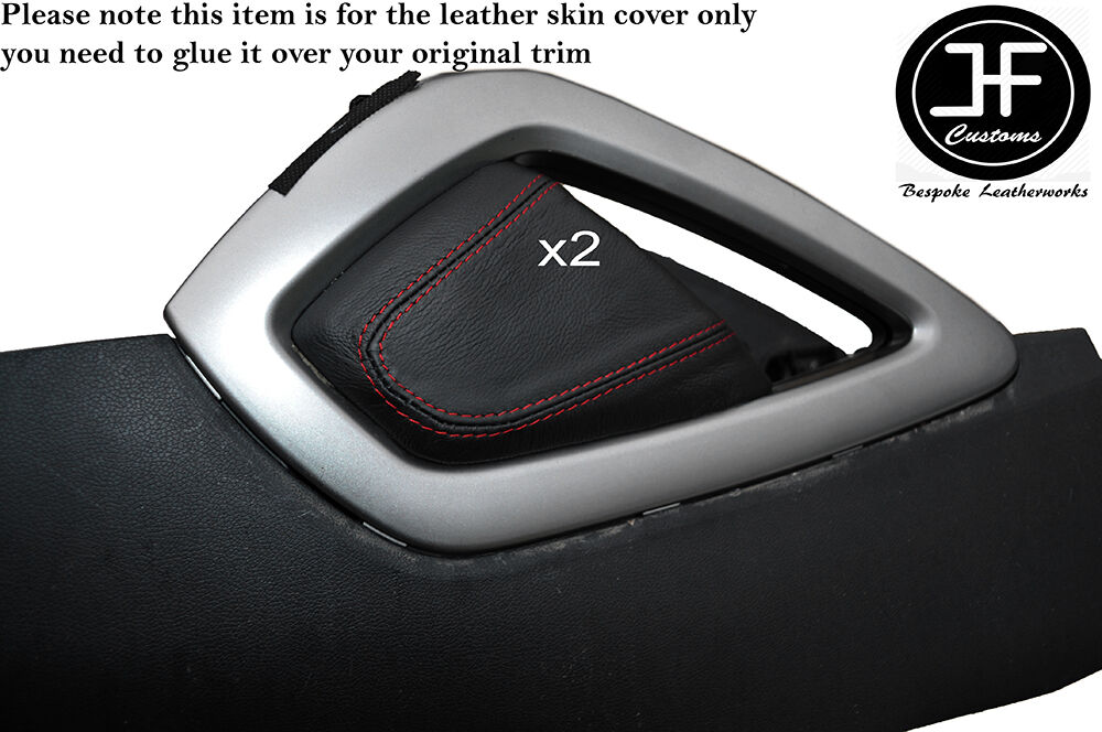 RED STITCH 2X KNEE PADS LEATHER SKIN COVERS FITS HYUNDAI VELOSTER 2011-2015