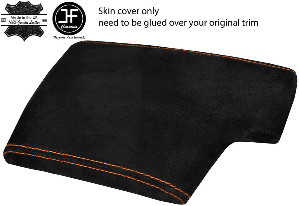 ORANGE STITCHING REAL SUEDE ARMREST LID COVER FOR BMW E81 E82 E87 E88 05-12
