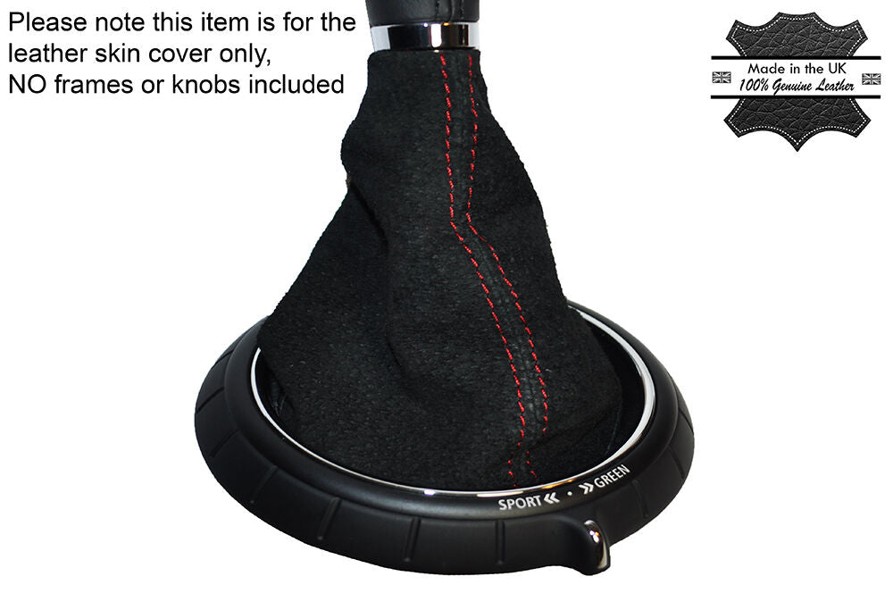RED STITCH MANUAL SUEDE SKIN GEAR GAITER FITS BMW MINI COOPER F55 F56 14-16