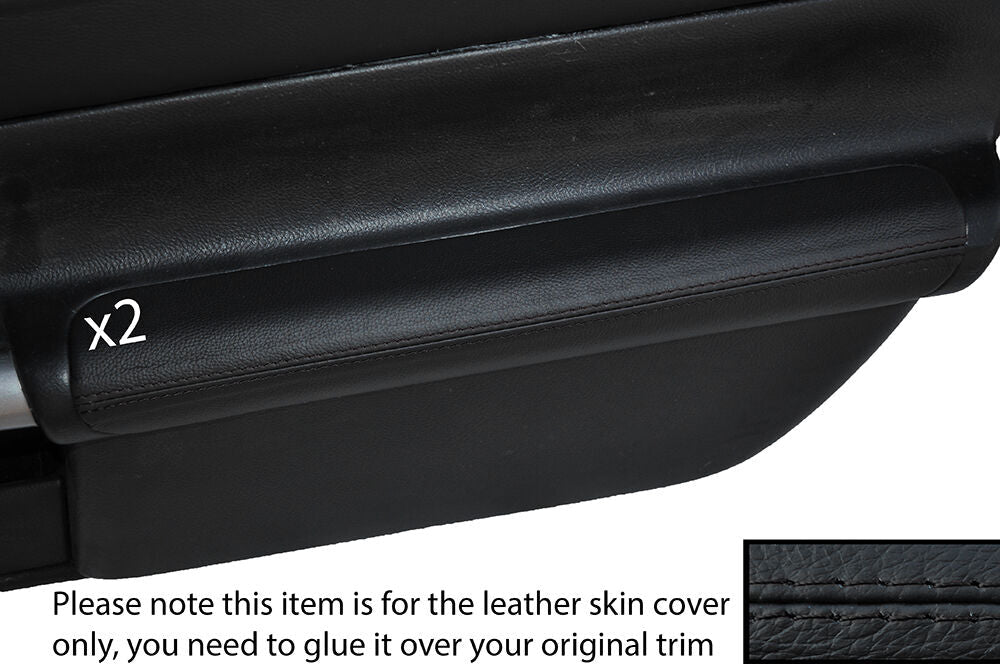 BLACK STICH 2X DOOR ARMREST LEATHER SKIN COVERS FITS TOYOTA MR2 MK3 2000-2007