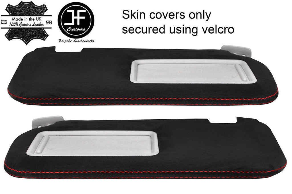 RED STITCHING 2X SUN VISORS REAL SUEDE COVERS FITS MAZDA 3 2009-2013 CUSTOM NEW