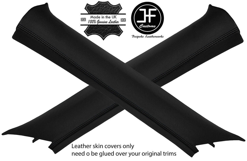 BLACK STITCH 2X A PILLAR REAL LEATHER COVERS FITS VW TIGUAN 2008-2016 CUSTOM NEW