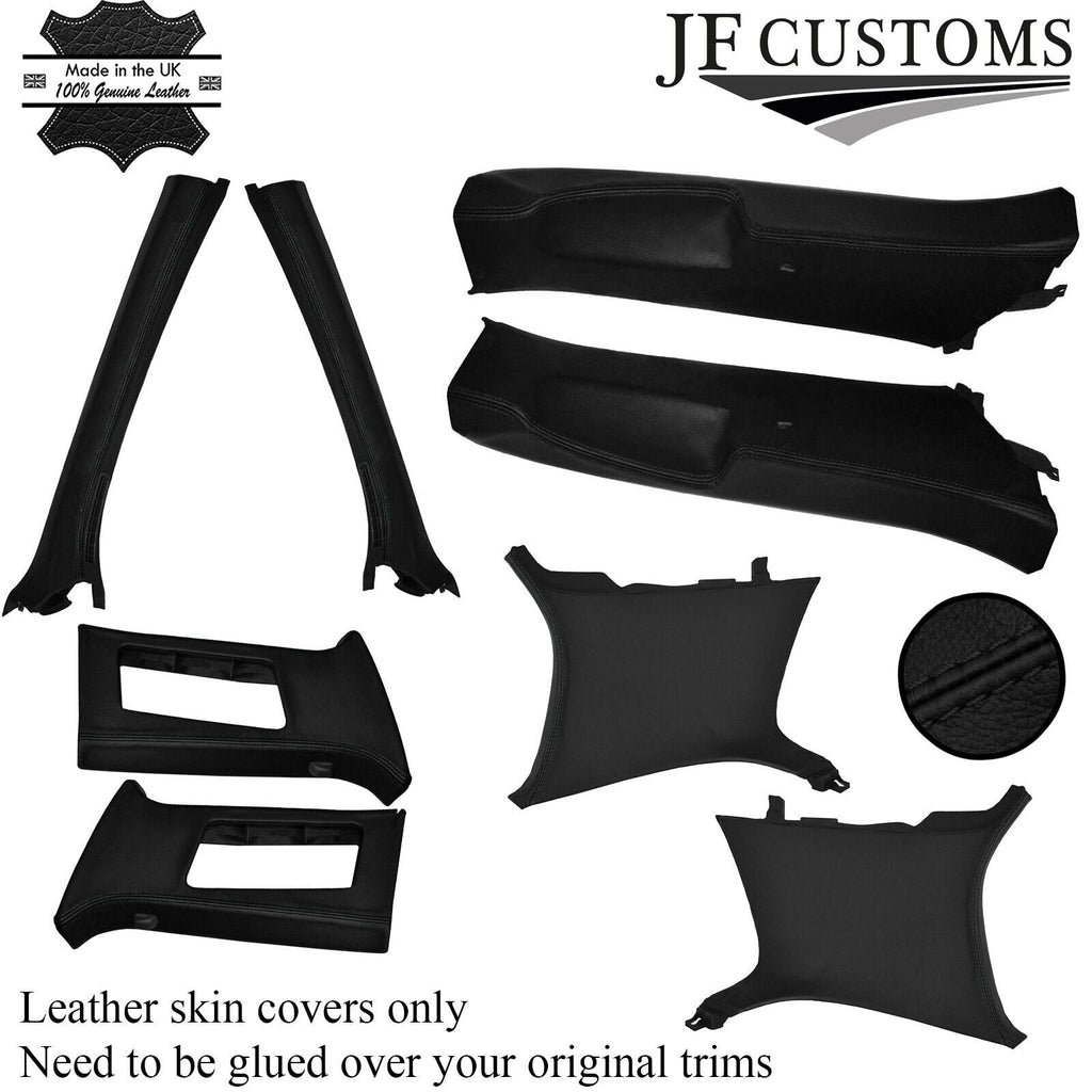 BLACK STITCH ITALIAN LEATHER PILLAR KIT COVERS FITS VW GOLF MK5 V 04-09 5 DOOR