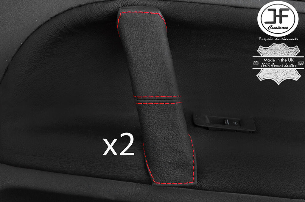 RED STITCHING 2X FRONT DOOR HANDLE LEATHER COVERS FITS VW TOUAREG 2002-2011