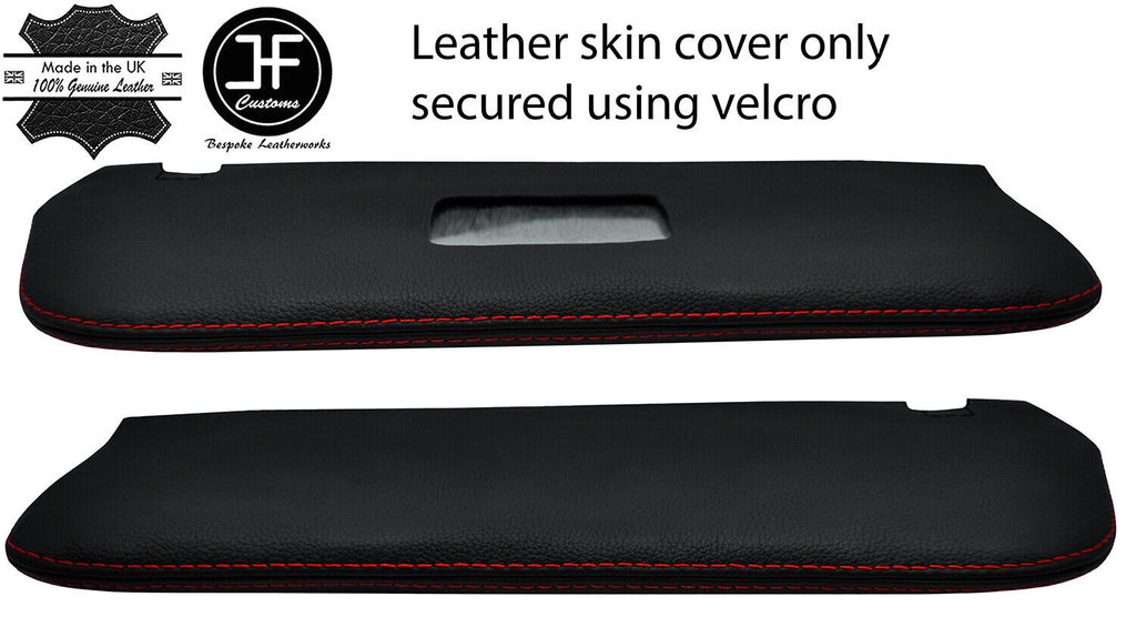 RED STITCH 2X SUN VISORS REAL LEATHER COVERS FOR MERCEDES SL C107 R107 71-89