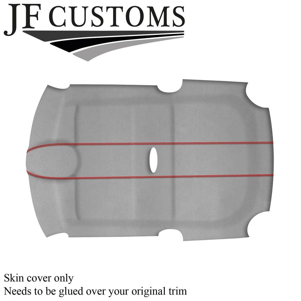 RED STITCH L GREY SUEDE ROOF HEADLINER COVER FOR BMW MINI R50 R53 01-06